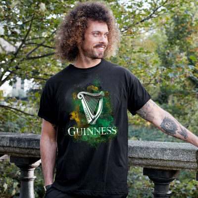 Guinness T-Shirt With Silver Harp Design and Tricolour